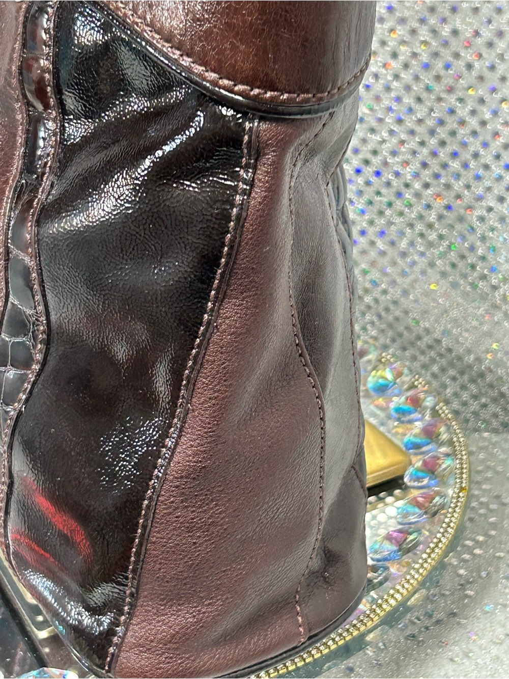 Brighton Brown Patchwork Leather Tote with Heart Charm - Picture 3 of 15